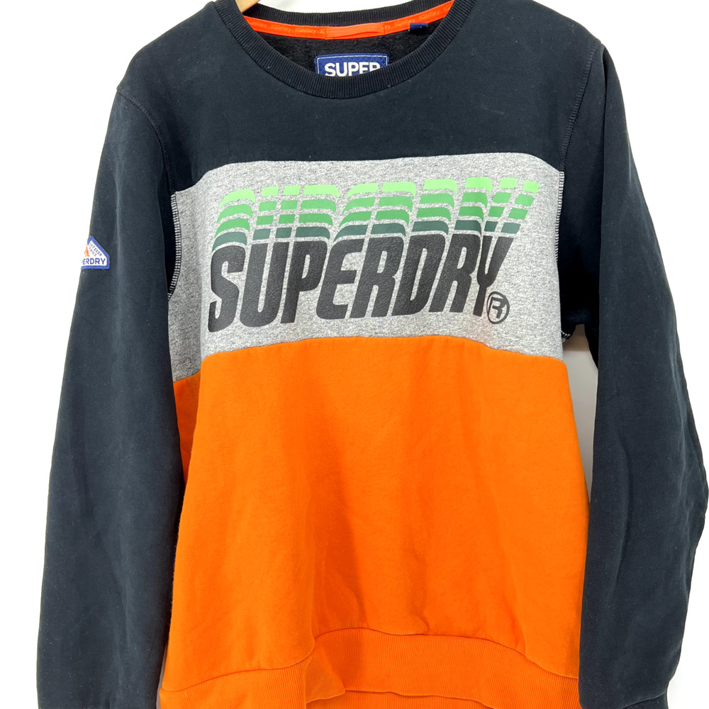 SUPERDRY Triple Drop Color Block Logo Crew Sweatshirt Size 2XL